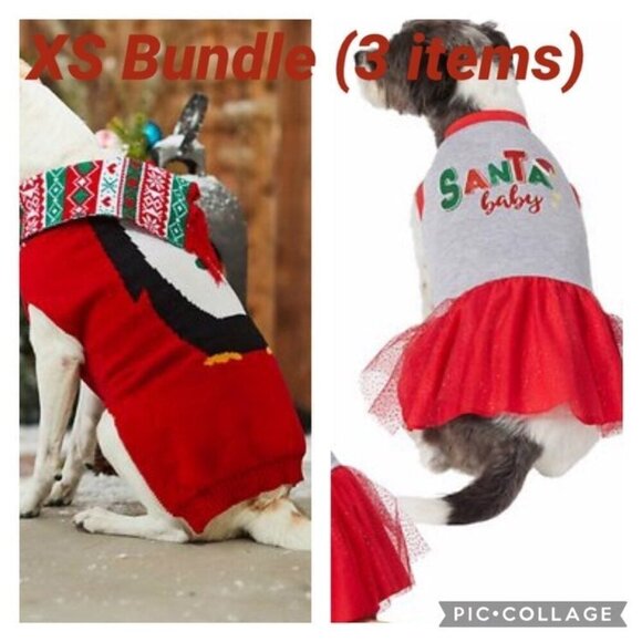 Christmas Cat or Dog "Sanata Baby" and Penguin Costume Bundle (3) of Extra Small - Picture 1 of 9